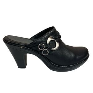 Nurture Whisper Black Leather With Buckle Detail Comfort Mule Heels Women's 8